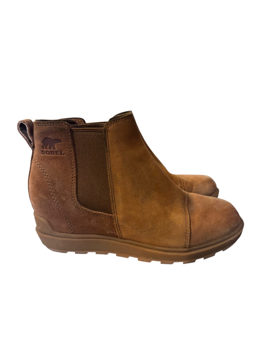 Sorel Evie II Waterproof Chelsea Boots, Brown Suede, Size 7.5